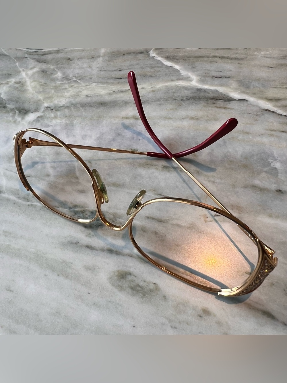 Christian Dior Vintage 1980s Gold Rhinestone Oversized Eyeglass Made in Austria - Picture 9 of 14